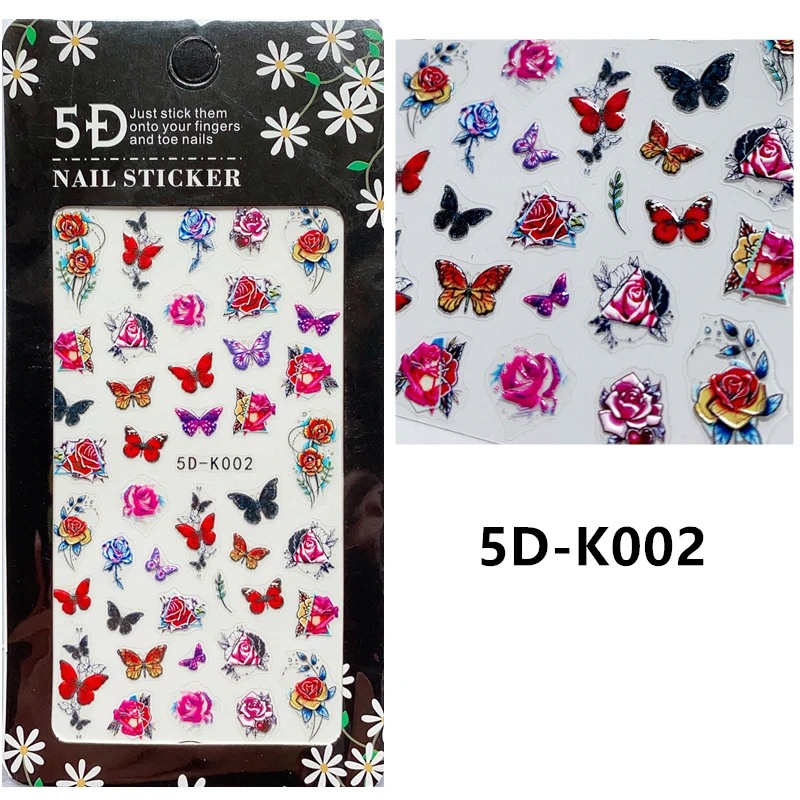 

5D Anaglyph Effect Nail Sticker Sexy Rose Butterfly Nail Art Decorations Adhesive Slider Stickers For Nails Manicure Accessories