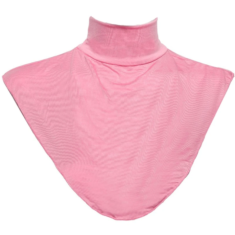 

Q1FA Womens Muslim Modal Fake False Collar Islamic Hijab Extensions Turtleneck High Neck Cover Warmer Bright Solid Color Half