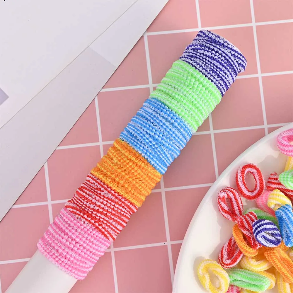 100Pcs-1cm Quaslover, 100 шт./лот, Модные Цветные нейлоновые эластичные канаты для волос для девочек, женские головные канаты, Детские держатели для волос, кольца, детская лента для волос - Цвет: 100Pcs-1cm