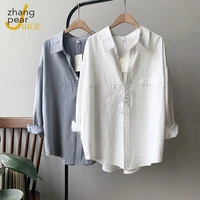 summer spring shirt women leisure style simple solid o neck cotton match basic shirt blouse korean women ladies top shirt mujer