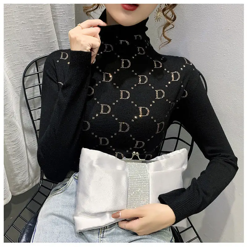 

One piece plush and thickened pile up high neck bottoming sweater for women in winter
