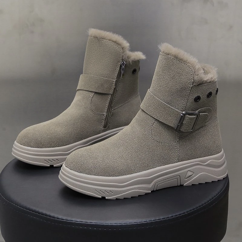 

Retro Winter Boots For Women Fur Ankle Snow Boots Women 2021 New Khaki Black Winter Shoes Female Designer Warm Short Boots