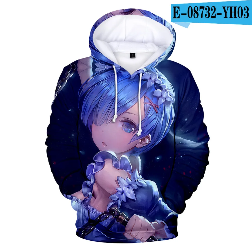 

Новинка, толстовки в стиле хип-хоп с 3D принтом Re ZERO Rem, свитшоты для мужчин и женщин, Молодежная Толстовка, для взрослых и детей, модные пулове...