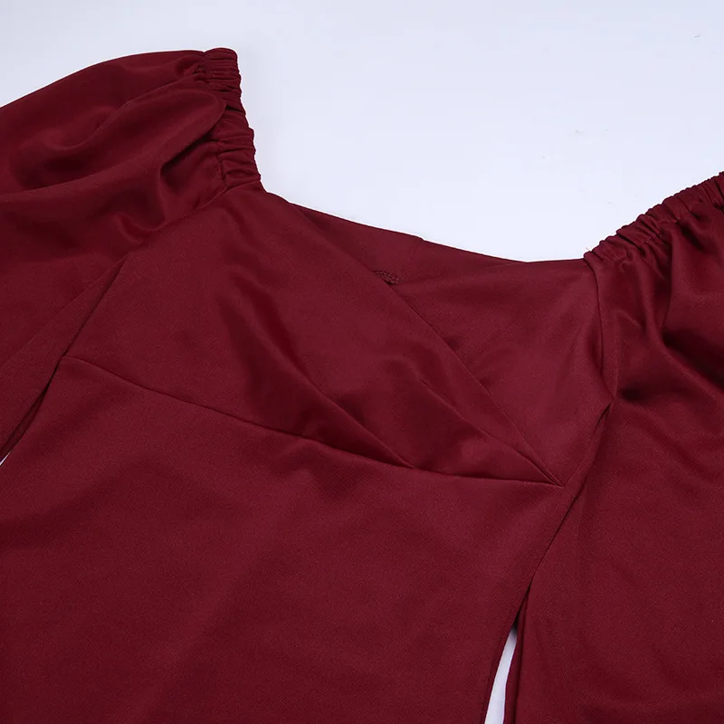 

Sexy V Neck Cocktail Dresses Long Sleeves Pretty Women Dress Party Gown Black Wine Red Nightclub Dress Vestidos De Coctel 2020