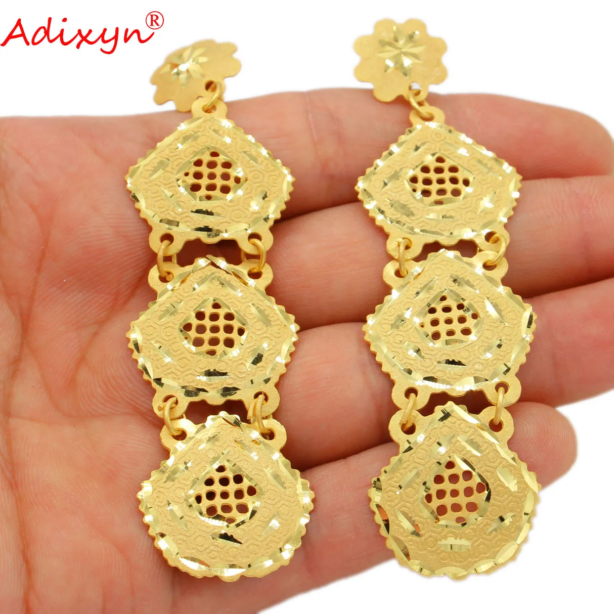 

Adixyn Dubai Plus Size Earrings 24K Gold Color Drop Earrings for Women India Ethiopian Wedding Jewelry Gifts N020111