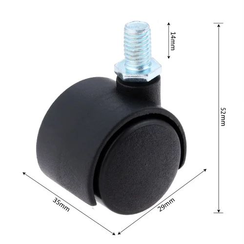 not brake 1inch 8mm 1 шт. Сменные бесшумные поворотные ролики офисное кресло черное пластиковое мебельное оборудование колеса для дивана роликовые Ролики 8 мм 10 мм - Цвет: not brake 1inch 8mm