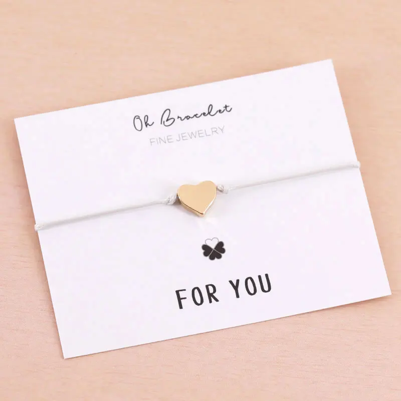 Новые браслеты с сердечками и золотыми регулируемый веревочный браслет желаний