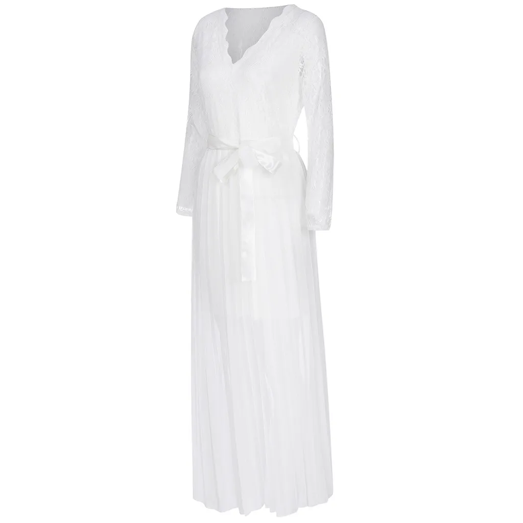 Новинка женское однотонное кружевное платье SAGACE с длинными рукавами элегантное