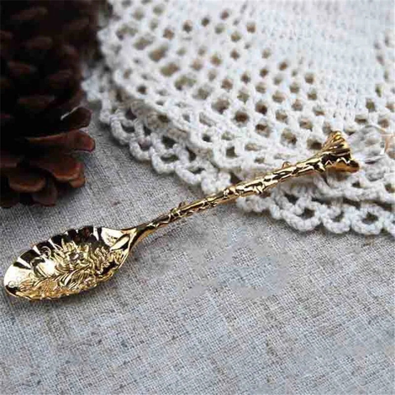 Резная мини кофейная ложка из цинкового сплава столовые приборы десертные