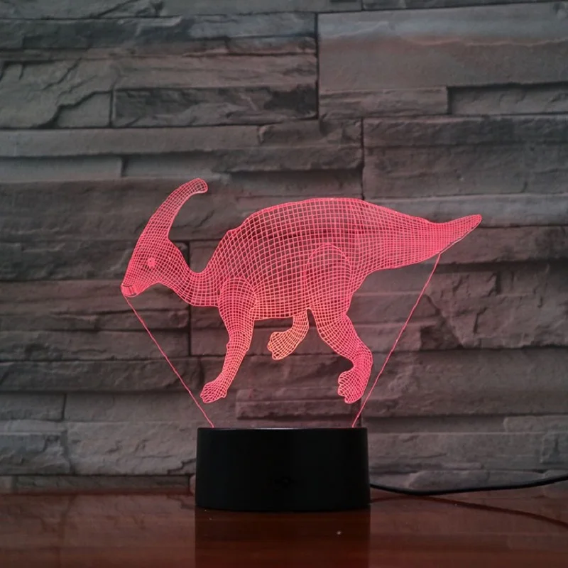 3D лампа VCity в виде динозавра светодиодный ночник с питанием от USB 7 цветов
