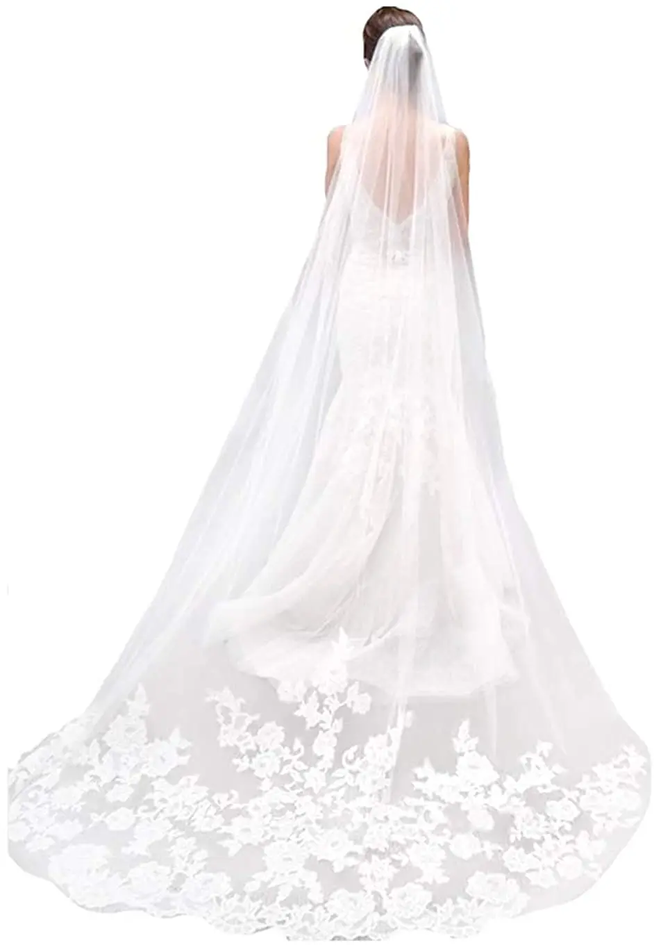 

New Fashioned Women’s Wedding Veil Cathedral Lace Veil Single Tier 1T Long Veils For Brides Long Bridal