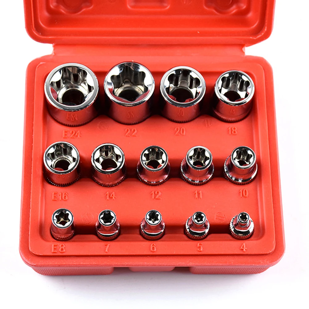 14pcs Tamper Proof E4-E24 Torx Star Bit Socket Set Female E Type Metric Professional Standard Multi-function KaariFirefly | Инструменты