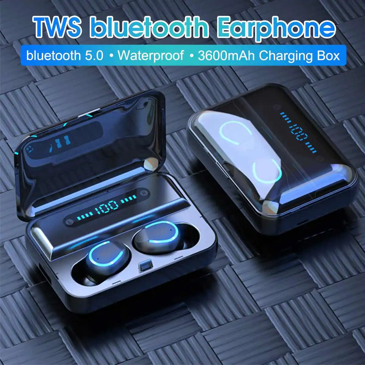 TWS беспроводные наушники bluetooth 5,0, наушники с сенсорным дисплеем, спортивные стерео беспроводные наушники, гарнитура, зарядная коробка
