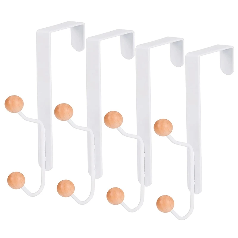 

4 упаковки на дверь, двойные крючки-вешалки, прочные деревянные крючки на дверь, крючки на дверь для кухни