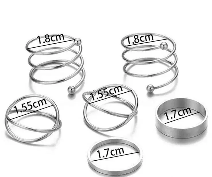 

The Punk Design Gold Silver Color Round Hollow Geometric Rings Set For Women Fashion Cross Open Ring Joint Female Jewelry Gift