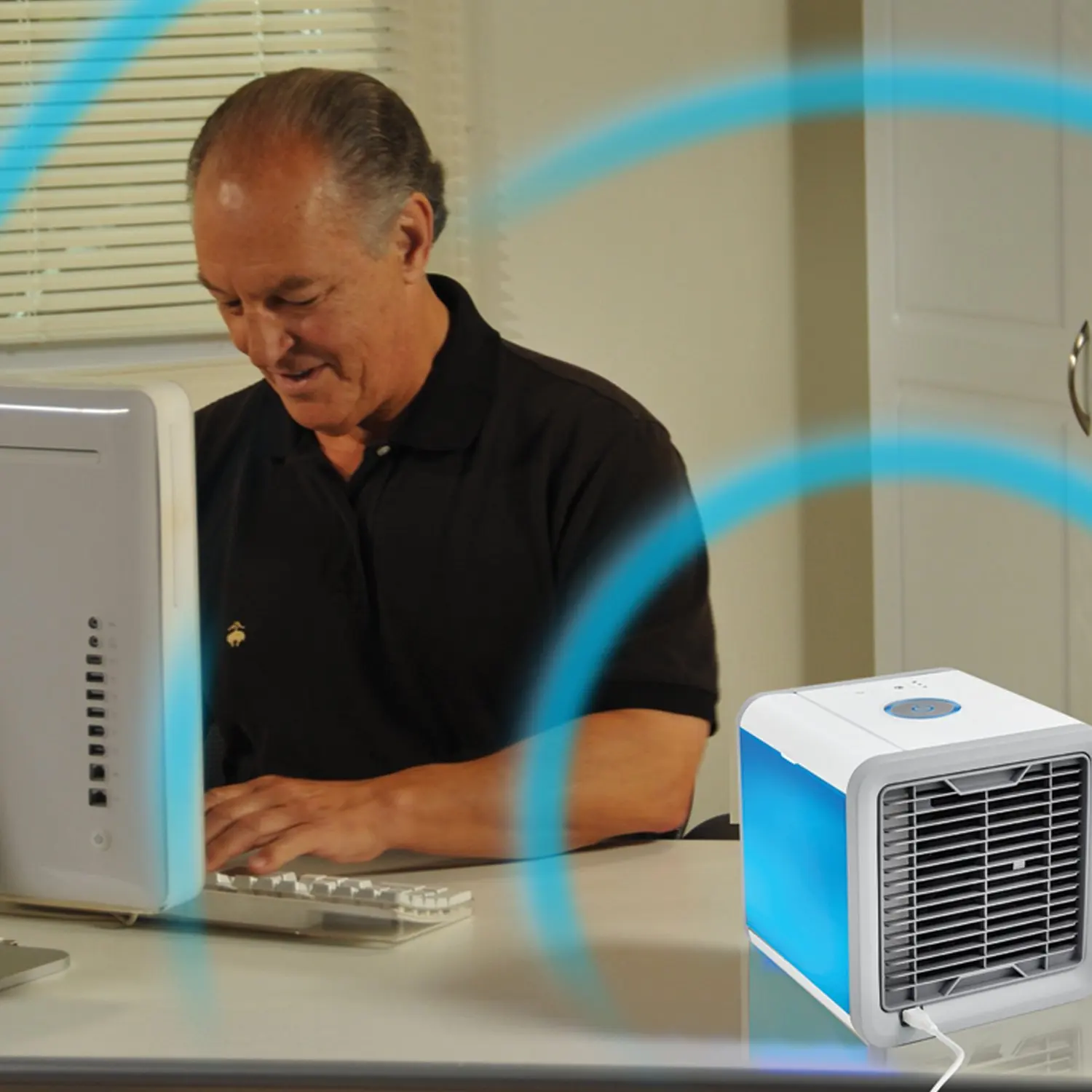 

Portable Air Cooler Fan Mini USB Air Conditioner 7 Colors Light Desktop Air Cooling Fan Humidifier Purifier For Office Bedroom