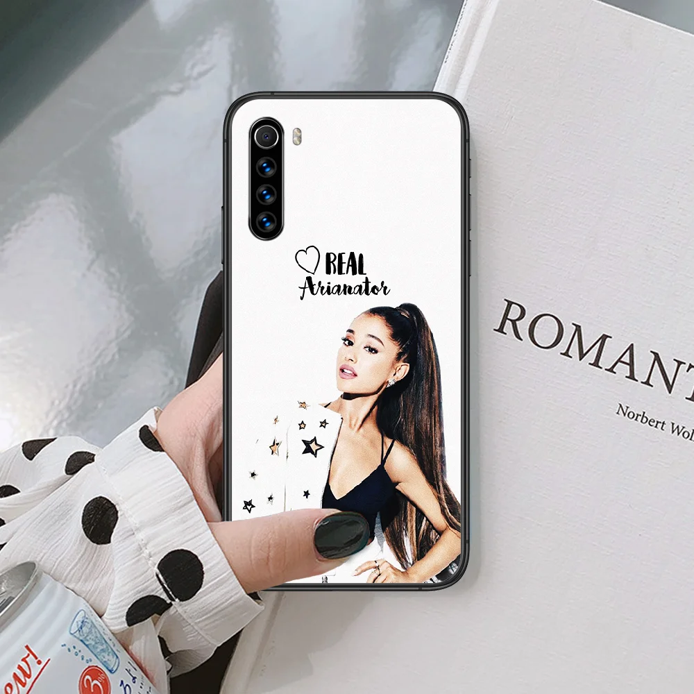 

Ariana Grande Singer Phone Case For Xiaomi Redmi Note 7 8 8T 9 9S 4X 7 7A 9A K30 Pro Ultra black Funda Luxury Back Painting