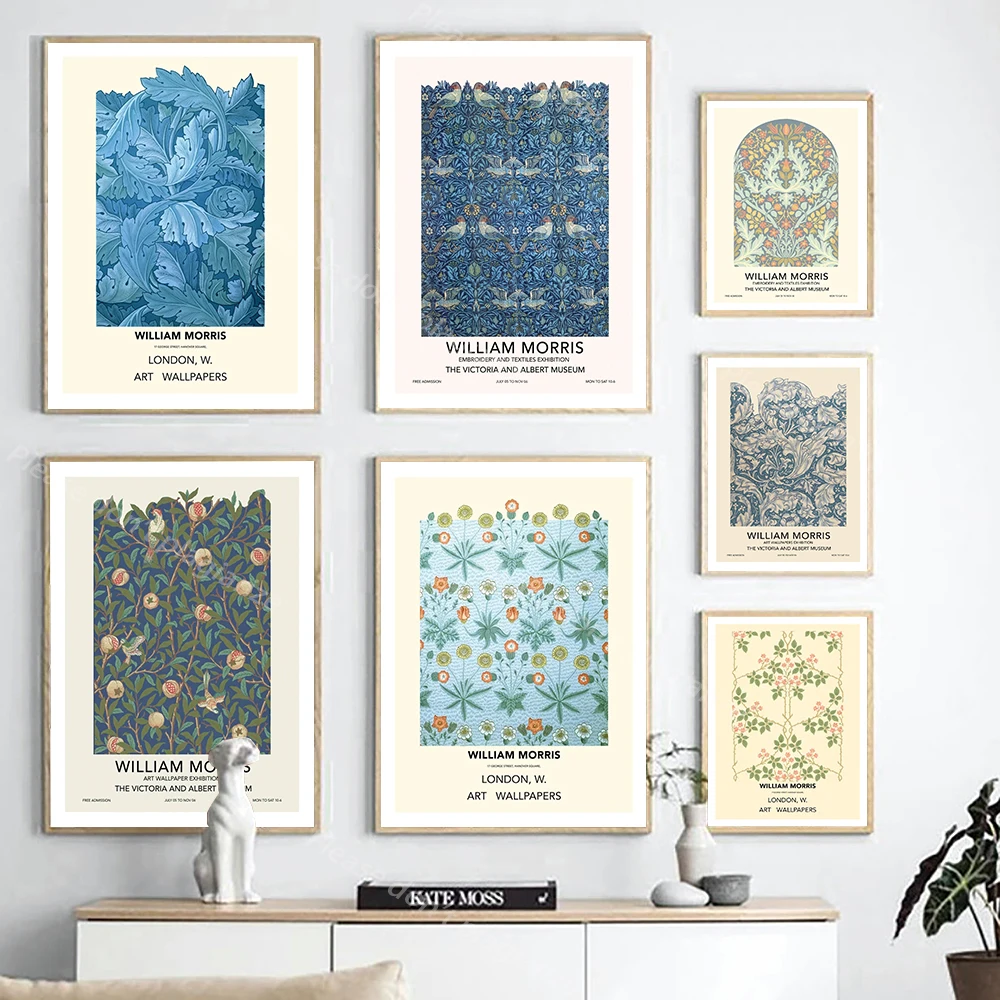 

Абстрактная Настенная картина Вильям Морриса с изображением цветов и листьев, настенные картины на холсте, скандинавские постеры и принты, ...