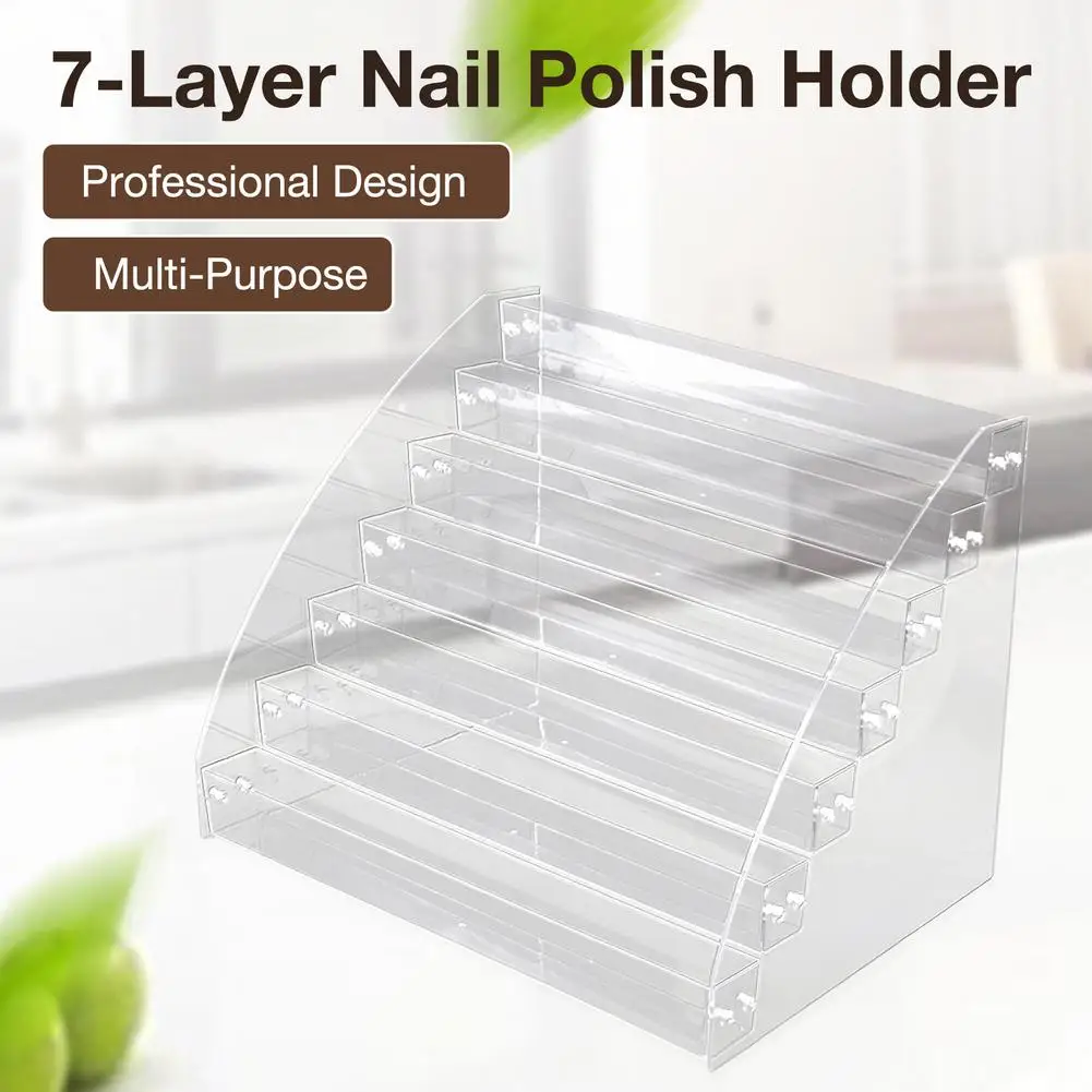 

7 Layers Acrylic Nail Polish Rack Tabletop Display Stand Clear Lipstick Holder Essential Oils Shelf Makeup Storage Organizer