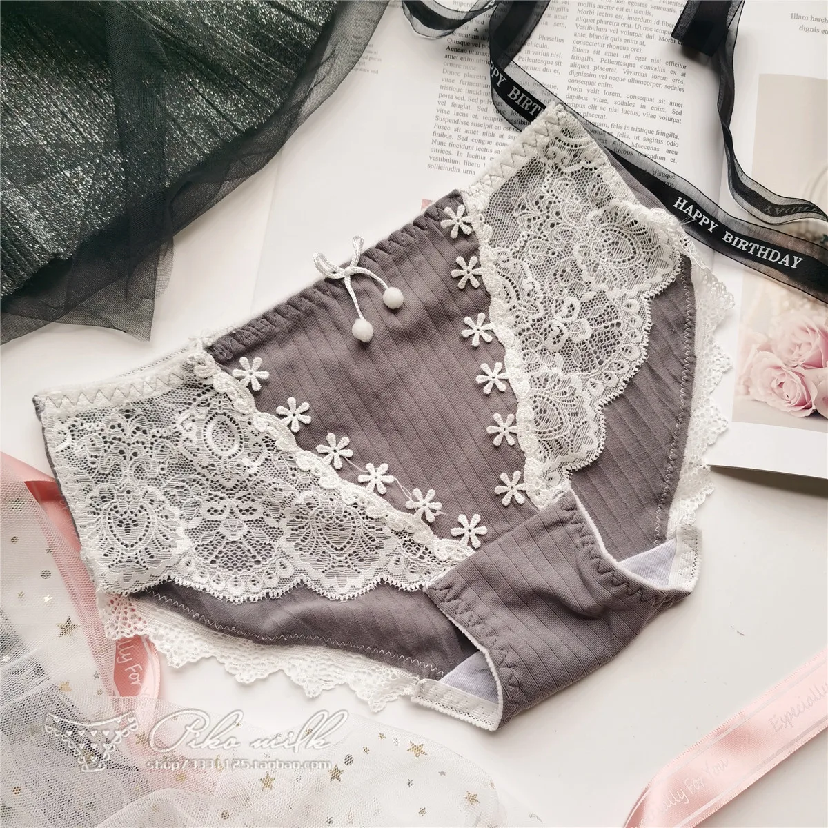 

Japanese Style Cotton Underwear Sexy Flowers Lace Cotton Women's Briefs Fashion Low Waist Traceless Pantie Cute Female Lingerie