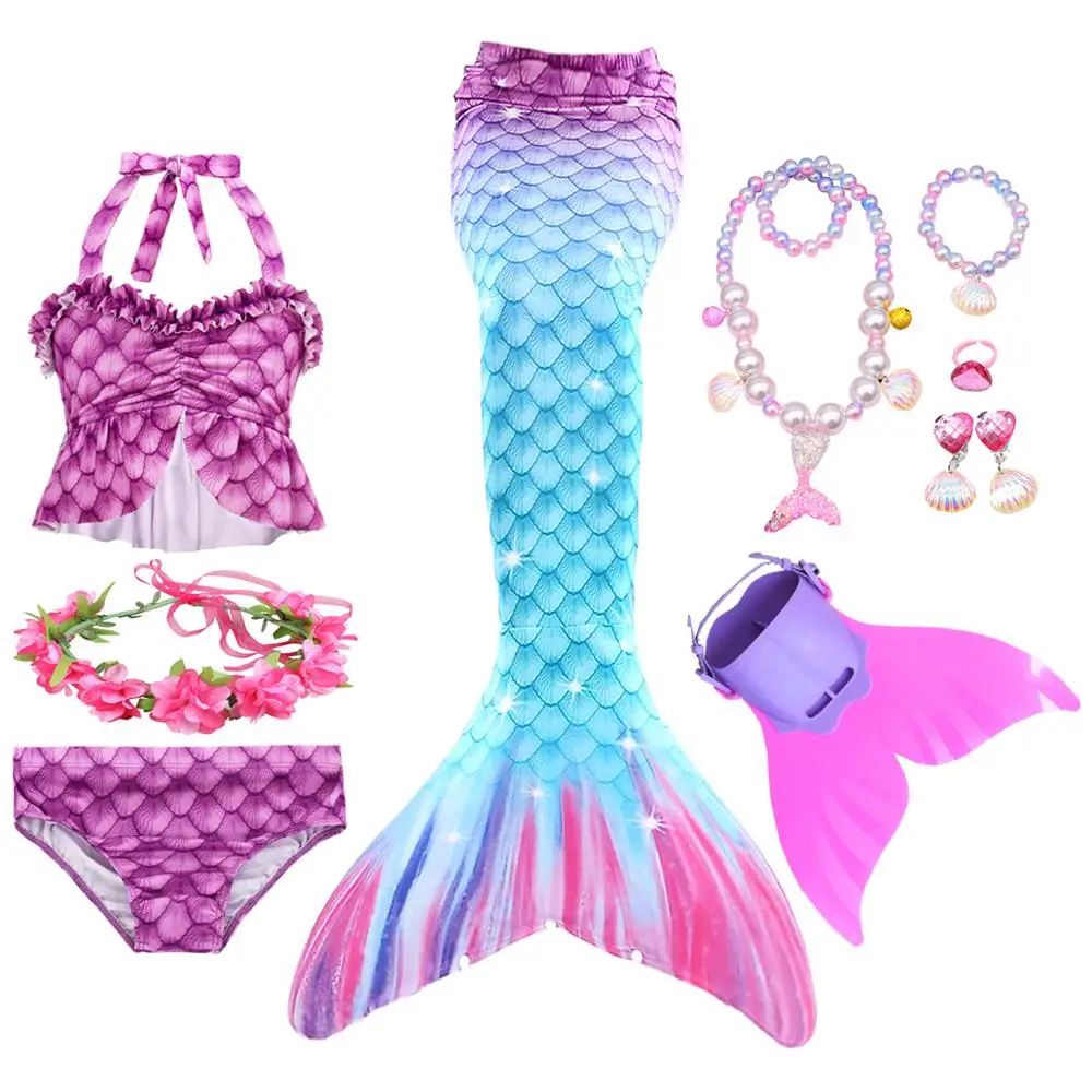 Купальный костюм для девочек с хвостом русалки Моноласты русалка вечерние