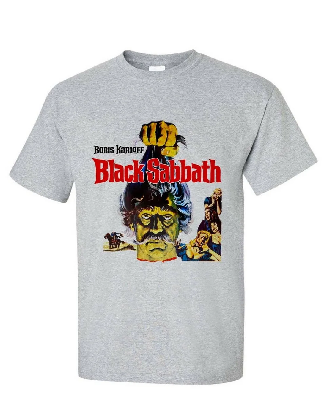 Black Sabbath топы футболка Борис Карлофф Ретро стиль винтажная фильм ужасов серая