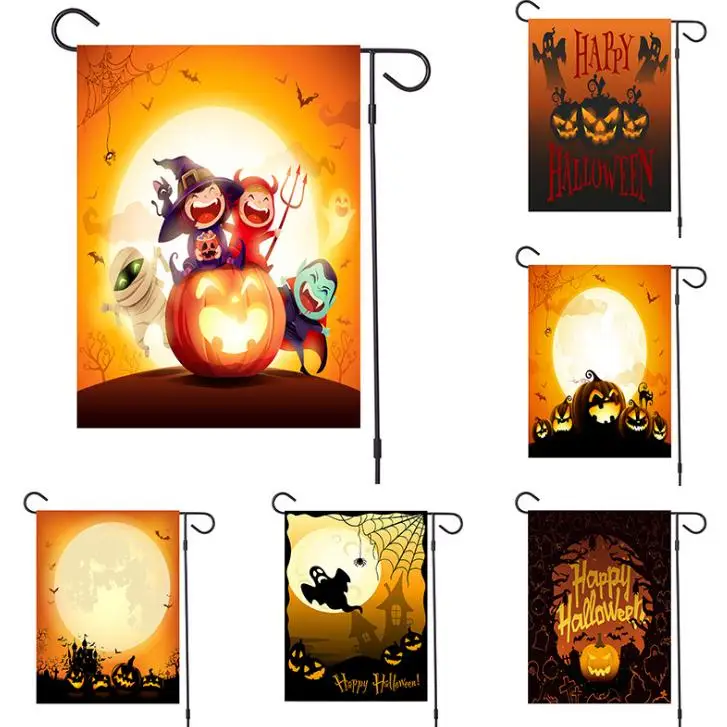 Хэллоуин красивый Садовый флаг баннер с забавными элементами нарисованные