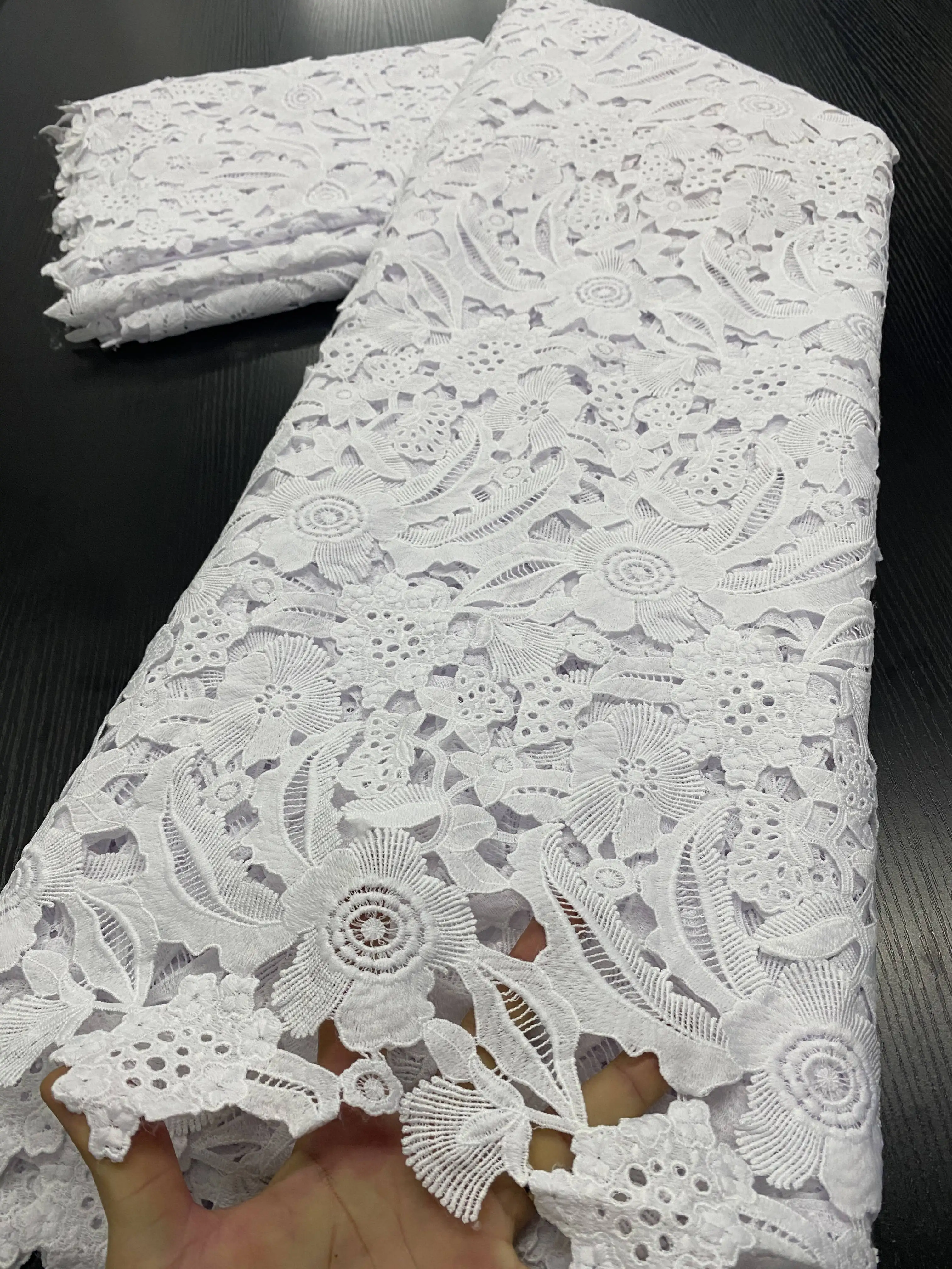 Чистая белая африканская кружевная ткань 2020 высокое качество отверстия для ушей