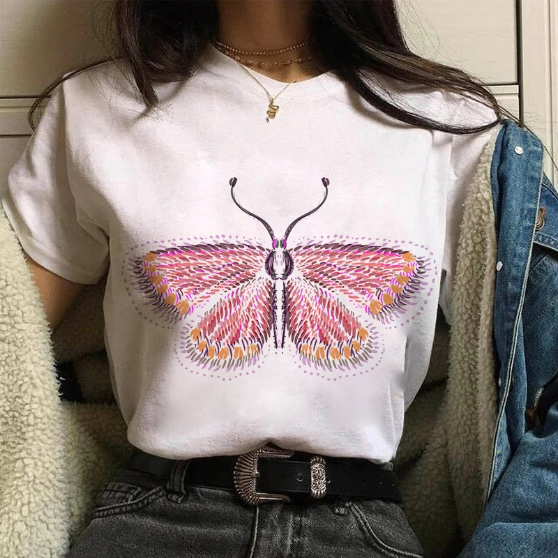 

Oversized Butterfly Top t shirt Soft Cotton Fashion Girl Women New Vogue Graphic Printed Casual Tee Female T-Shirt