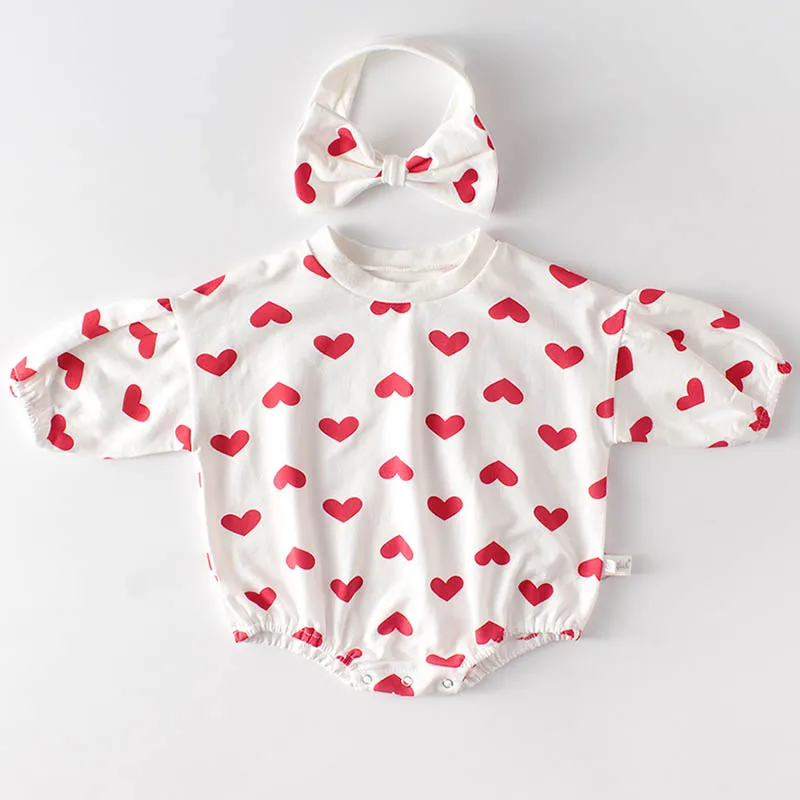 Боди для новорожденных милое хлопковое боди с длинным рукавом маленьких девочек