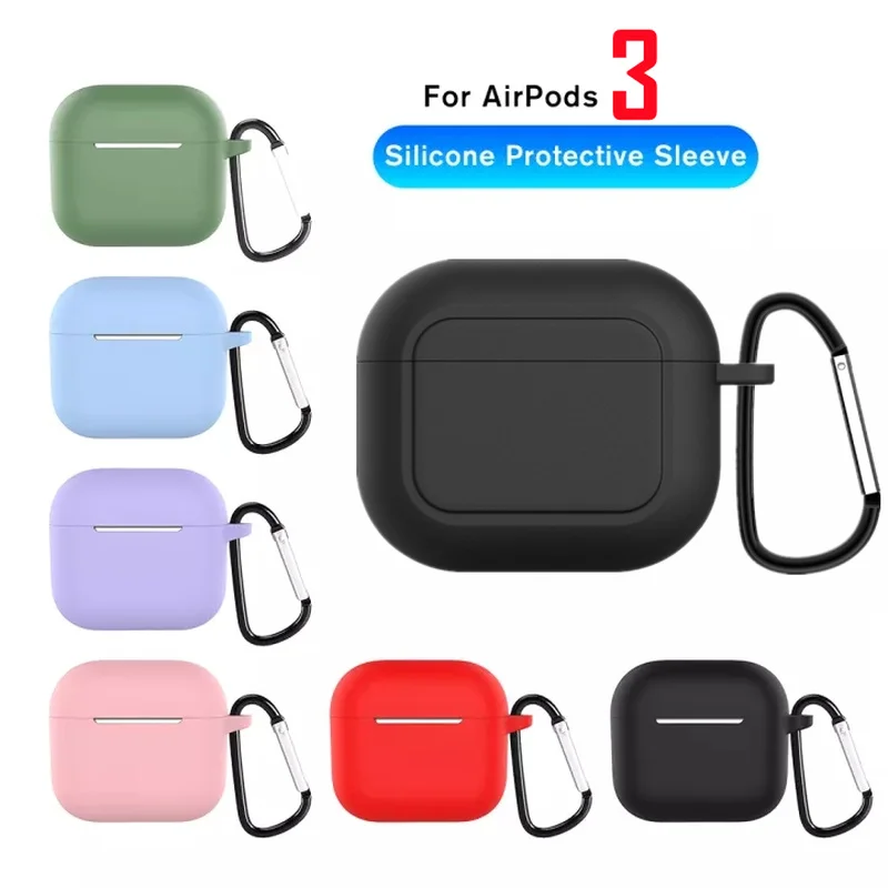 

Силиконовый чехол для Apple Airpods 3, чехол для зарядного устройства с крючком, защитный чехол с Bluetooth-гарнитурой для Airpod 3, кожаные чехлы