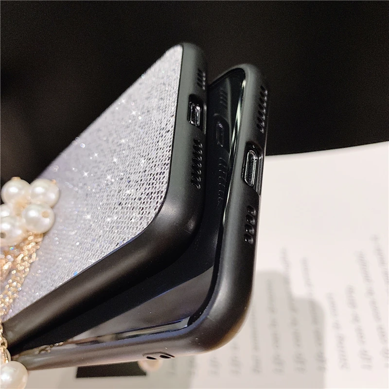 

fashion Pearl Butterfly drill female Phone Cover Case For Iphone X 11 pro Xs Max Xr 10 8 7 6 6s Plus Luxury Soft Coque Fundas