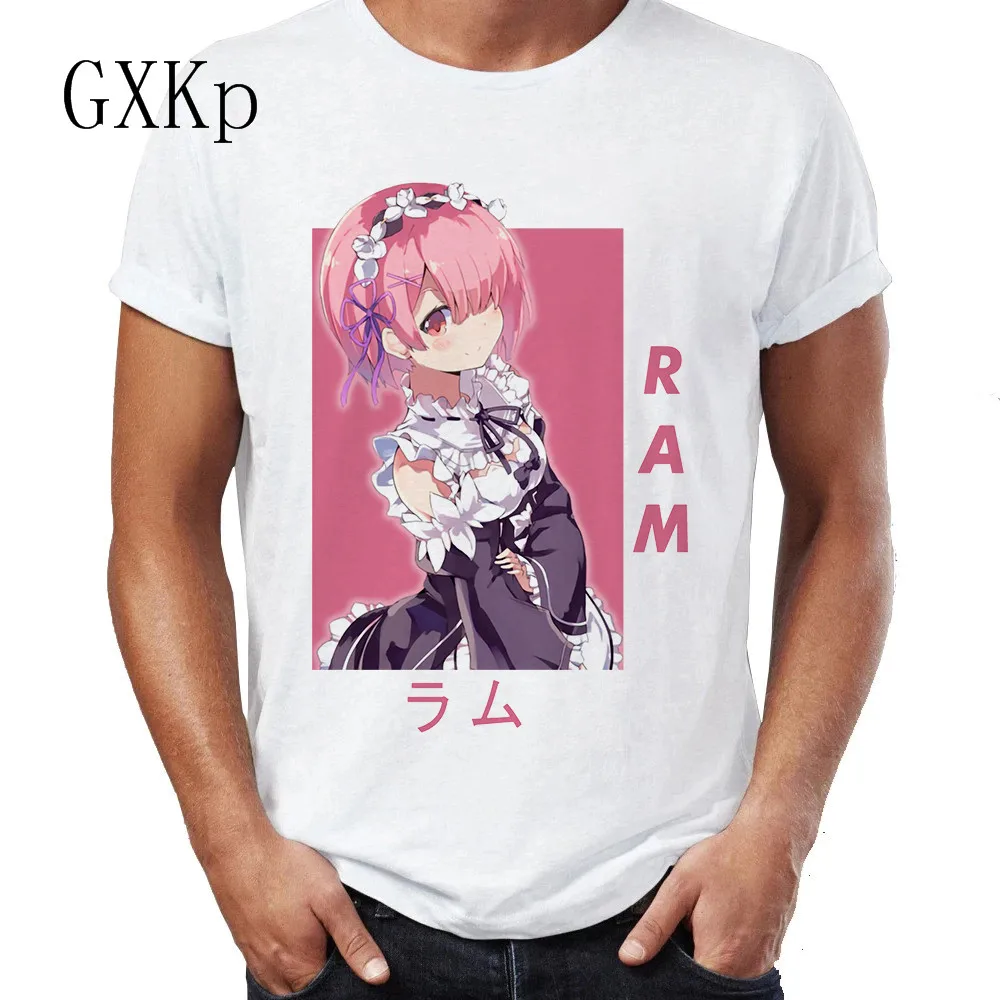

Retro Aesthetic Re Zero Anime t shirt Harajuku Ram Rem graphic Tee Kawaii Echidna shirts Emilia Top Female/Man Oversized T-shirt