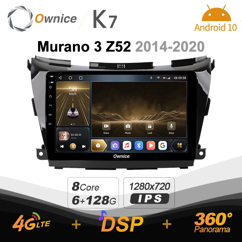 6G 128G K7 Ownice 2 Din Android 10.0 Car Multimedia radio for Nissan Murano 3 Z52 2014 - 2020 With 8 Core A75*2+A55*6 SPDIF 4G