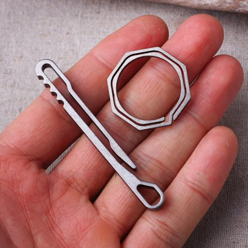 Двухцветные брелки для ключей титановый восьмиугольный брелок латунный | Дом и