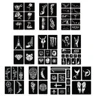 10 листов, многоразовые трафареты с искусственной татуировкой из хны для рисования тела, Роза из перьев, крыла, временные трафареты для аэрографа, набор из 67 шт.