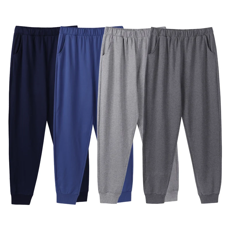 Мужская одежда для сна Мужские штаны отдыха 100% чистый хлопок темно-серый