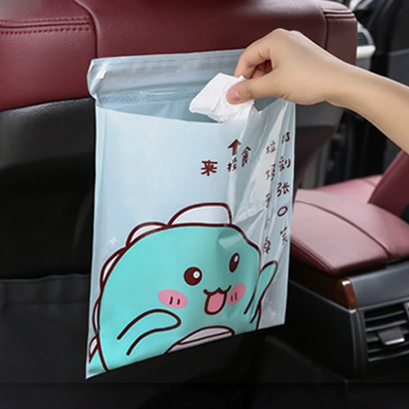 

15Pcs Self-adhesive Car Disposable Trash Bag Cartoon Hanging Garbage Storage Bag Portable Cleaning Bag Car Interior Accessories