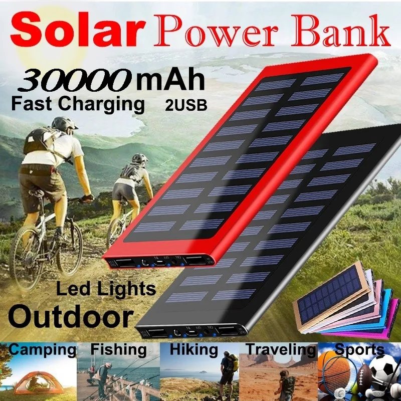 30000mAh Mobile Power Solar Panel Large Capacity Travel Charger Dual USB Interface Portable Fast | Мобильные телефоны и