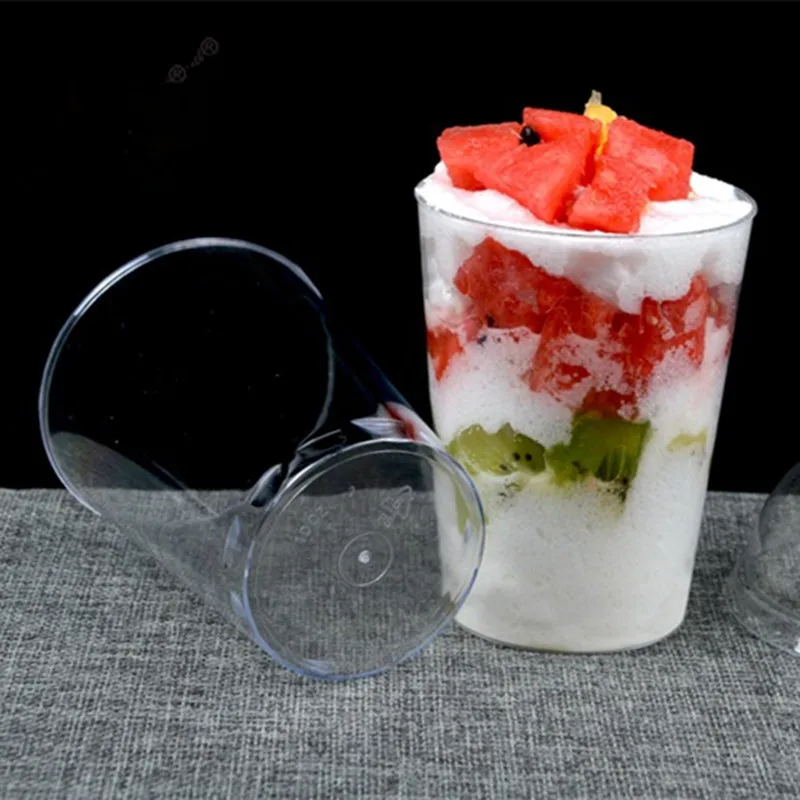 

50pcs High quality 300ml clrear hard plastic cups juice milk tea drinking cup diy packaging cake pastry dessert cups with lids