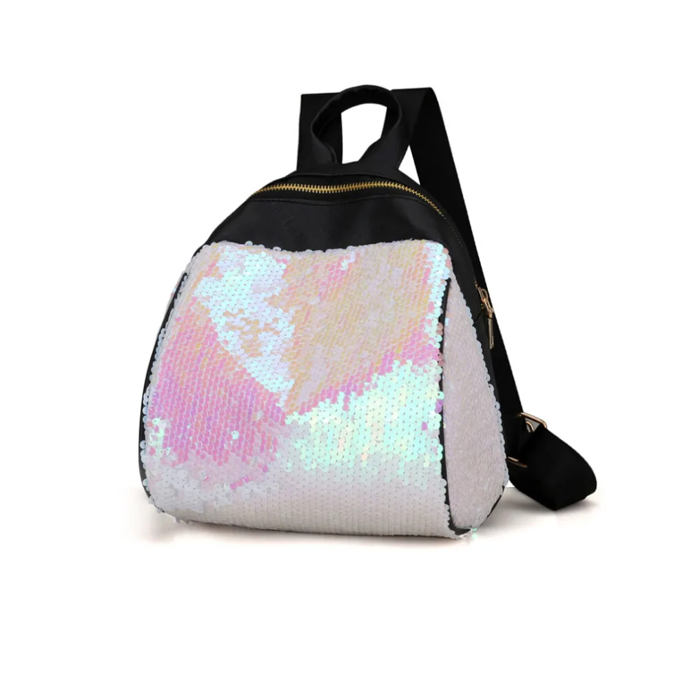 

Women Girl Backpack Silver Pink Fashion Shiny Sequins Rucksack Teenage Girls Female Korean Trend Personality School Bag Backpack