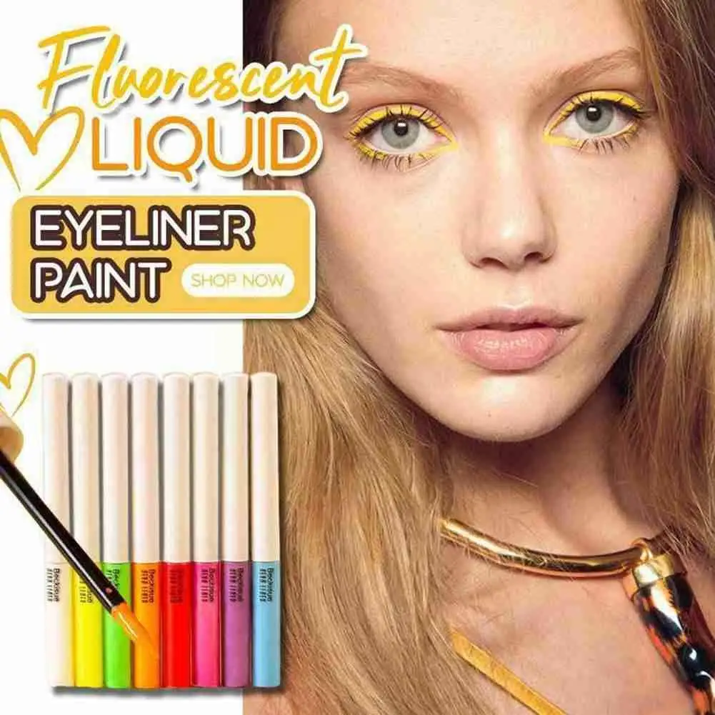 

Professional Fluorescent Liquid Eyeliner Waterproof Eyeliner Make Glitter Neon Cosmetics Pigment Makeup Up Shiny Rainbow Be I7Q2