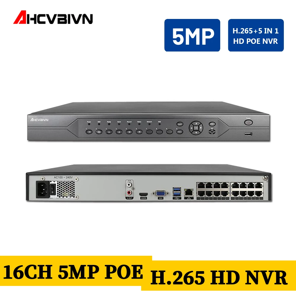 H.265 16CH 5MP 3MP 2MP 8CH 4K 48V POE NVR P2P ONVIF сетевой видеорегистратор для IP камеры