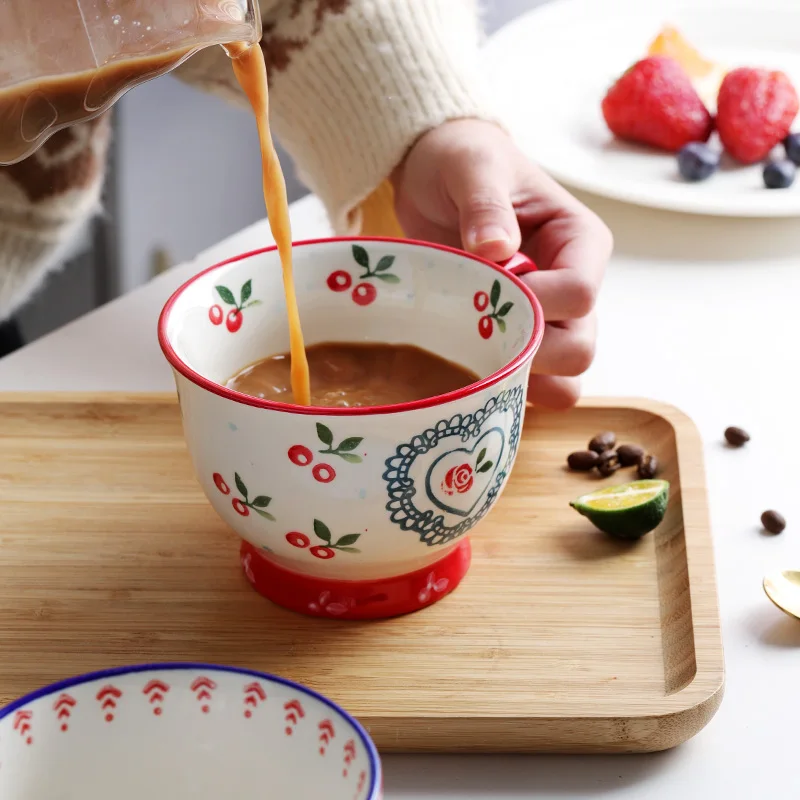 

Hand Painted Ceramic Mug for Tea Coffee Cups with Handle Teacup Breakfast Milk Cup Kitchen Tableware Home Drinkware Cups