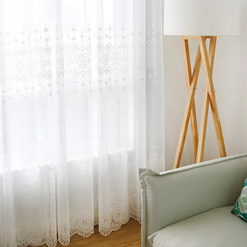 Белые европейские занавески с вышивкой маленькие свежие на балкон занавеска для
