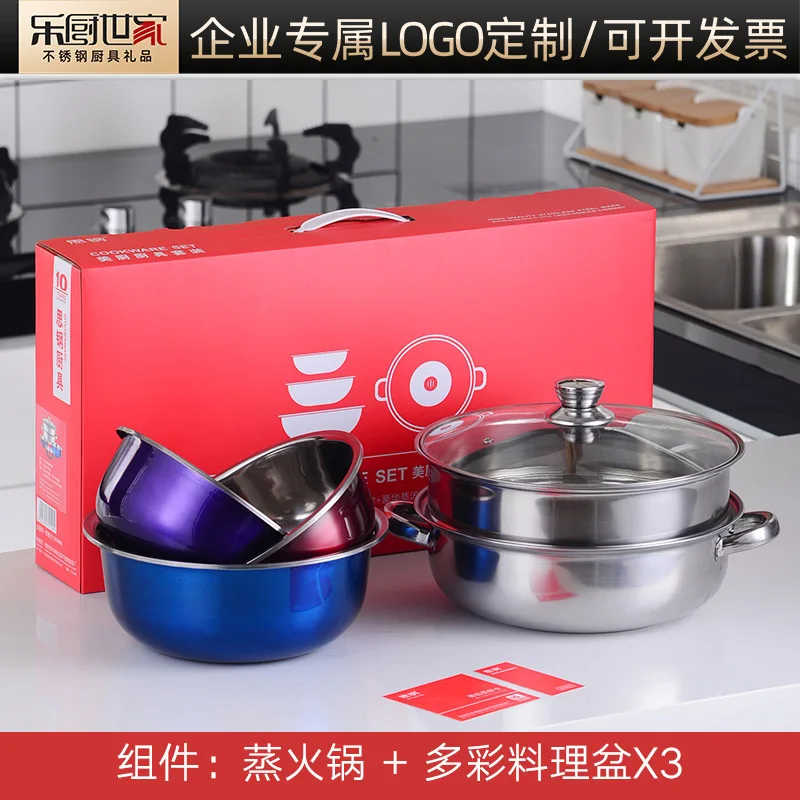 

Double Boiler Food Steamer Cooker Rice Noodle Roll Stainless Steel Dumpling Soup Taro Stock Pot Voedsel Stomer Cookware BY50ZG