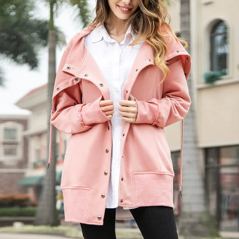 

Girl Casual Women Wild Jacket Solid Color Long Sleeve Slim Round Collar Versatile Coat