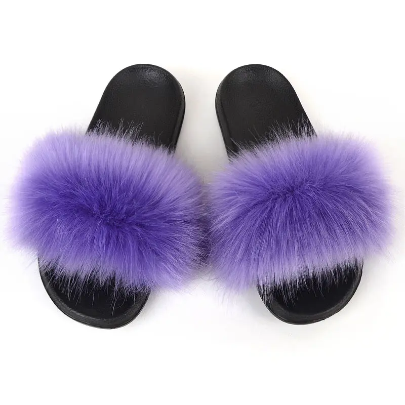 

Fluffy Slippers Women's Fur Flip Flops Summer Non-slip Comfort Home Slippers Outdoor Female Furry Slides Ladies Plush Shoes