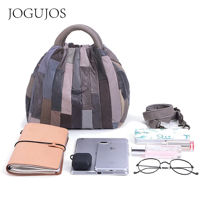 

2021 new leather handbags retro fashion handbags sheepskin hit color one-shoulder messenger soft bag