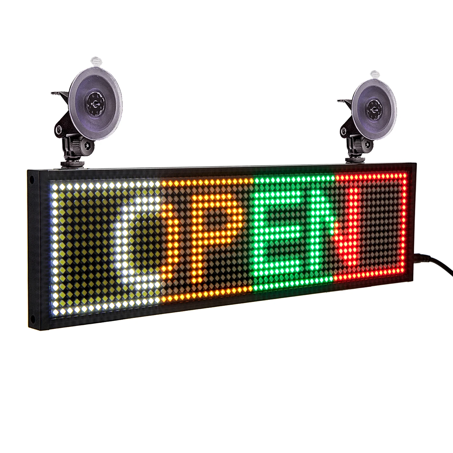 12V Car LED Signs Screen 34CM P5mm 64*16 Pixels WiFi Programmable Scrolling Message LED Display Screen SMD Indoor Multi-language